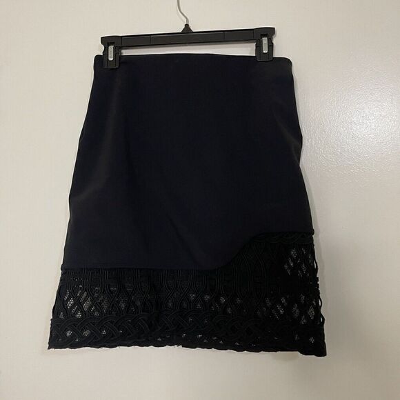 Jonathan Simkhai black lace eyelet trim detail short skirt size US 4 - Picture 2 of 6